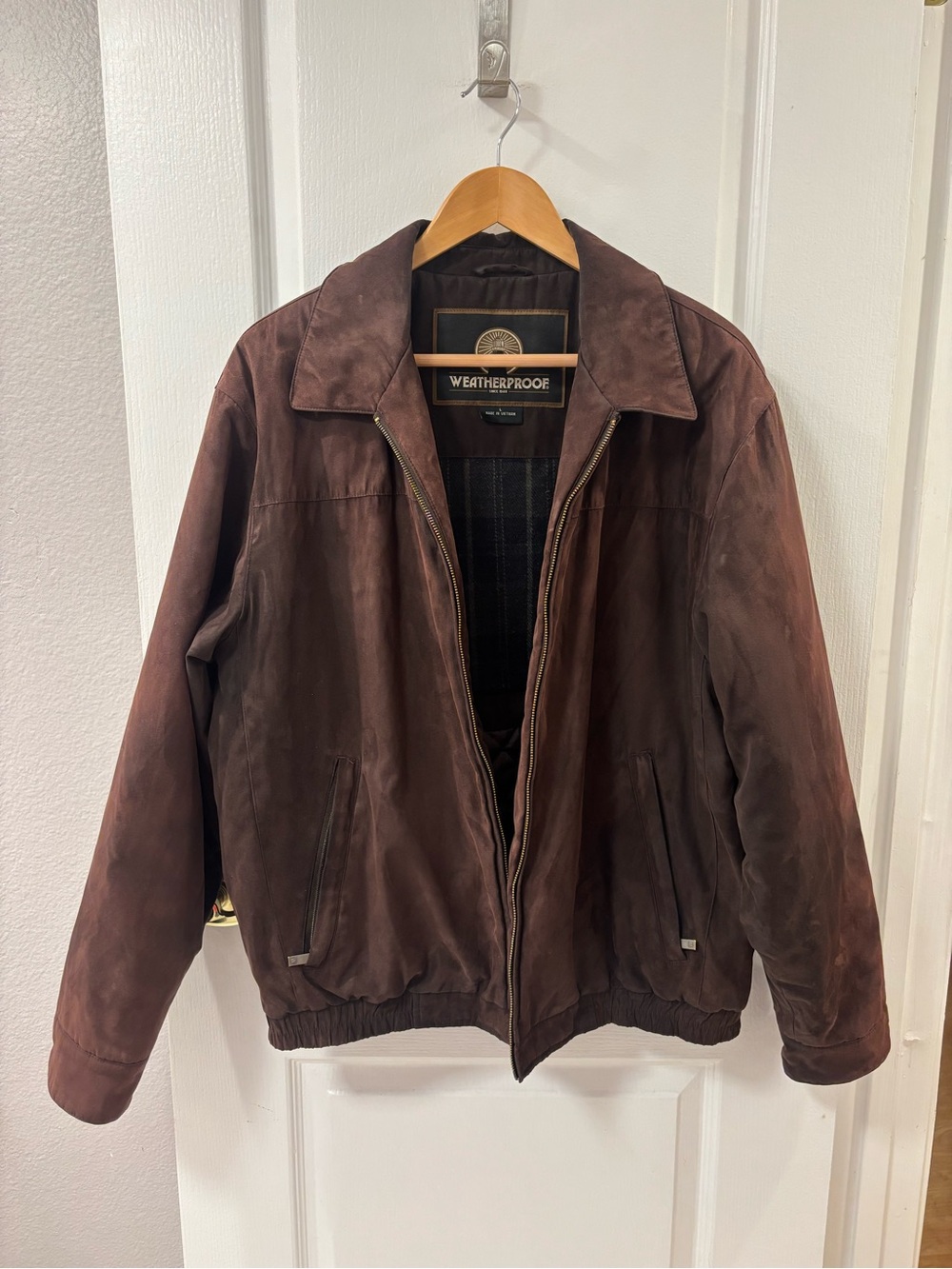 Weatherproof Vintage Style Vegan Suede Plaid Quilted Bomber Jacket Classic L